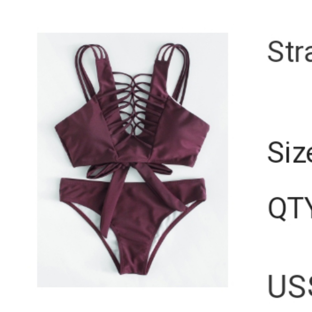 Shein Strappy Self Tie Bikini Set